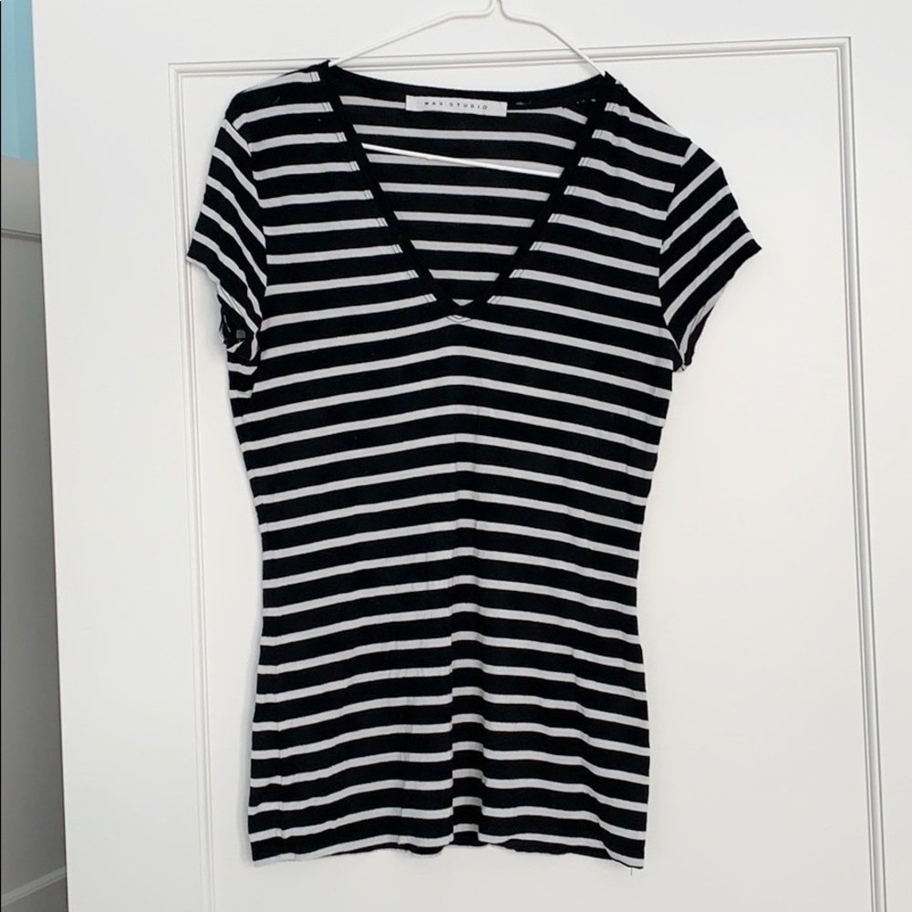 Black and White Striped Tee - Picture 2 of 2